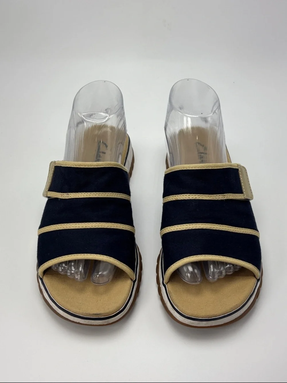 Clarks Navy Taupe Hyannis Slide Sandal‎ - size 8